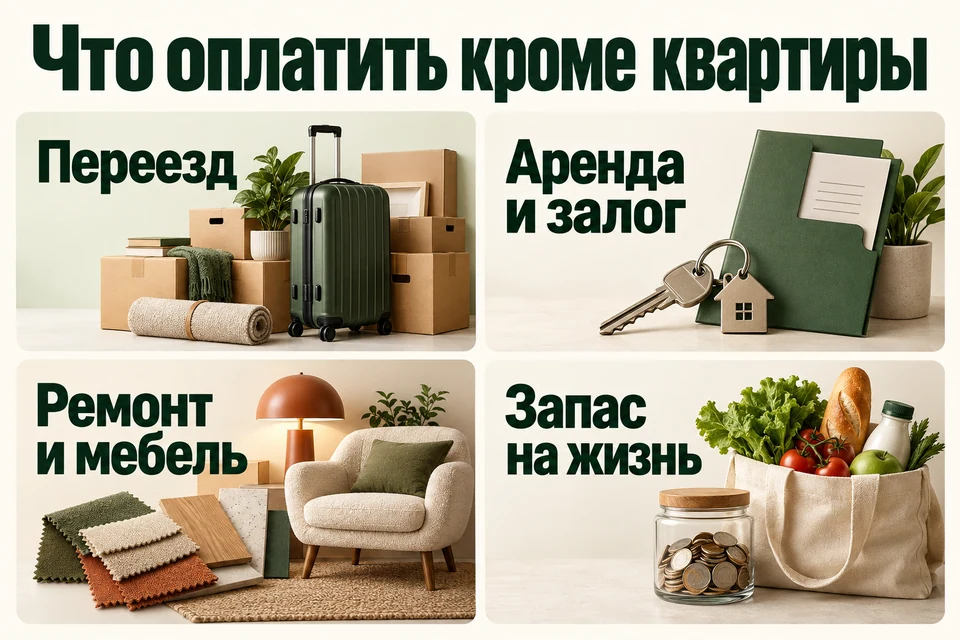 Расходы кроме квартиры: переезд, аренда и залог, ремонт и мебель, запас на жизнь