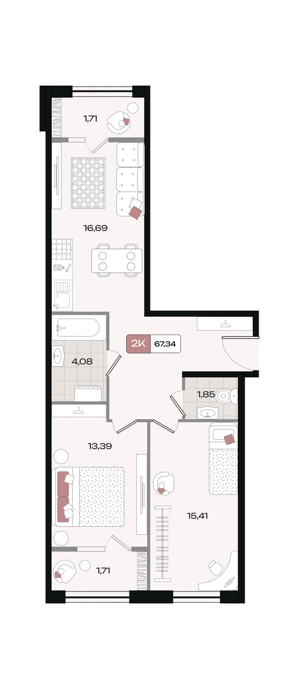 ЖК Коллекция: планировка 67,3 м²