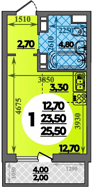 ЖК Парк у дома: планировка 25,5 м²