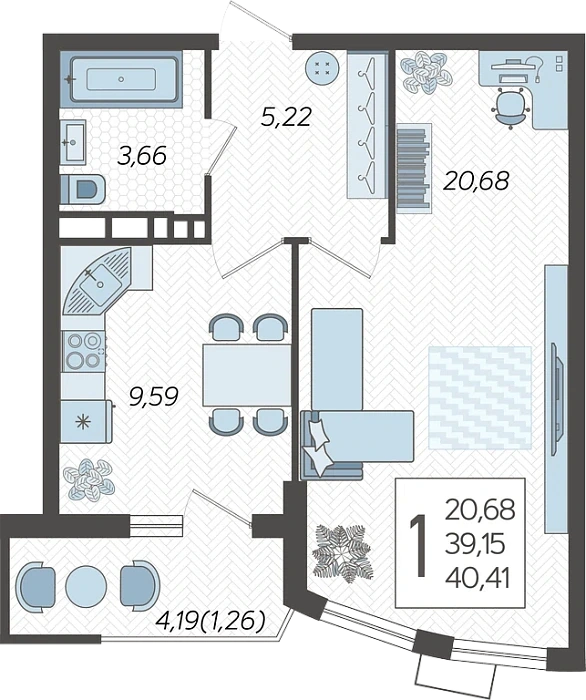 ЖК Режиссёр: планировка 40,4 м²